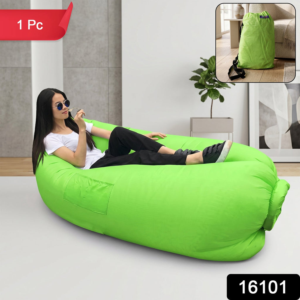 Inflatable Lounger Portable & Comfortable for Indoor & Outdoor Use - Side View