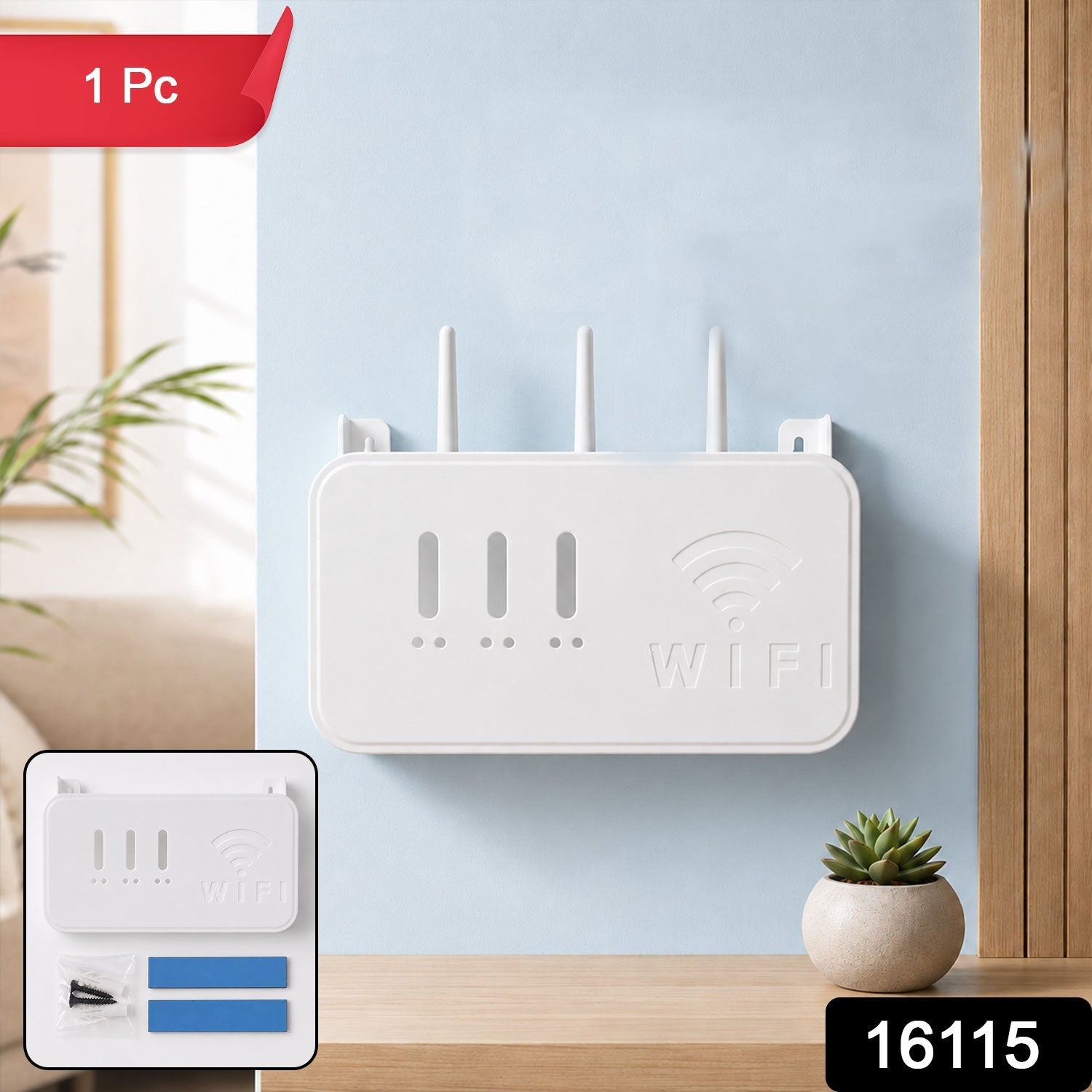 Wall Mount WiFi Router Holder Space-Saving Cable Management Solution - Side View