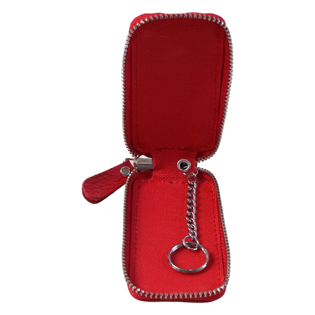 Leather Car Key Case Durable & Compact with Snap Hook for Easy Carrying - Detail View 5