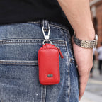 Leather Car Key Case Durable & Compact with Snap Hook for Easy Carrying - Detail View 7