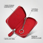Leather Car Key Case Durable & Compact with Snap Hook for Easy Carrying - Detail View 8