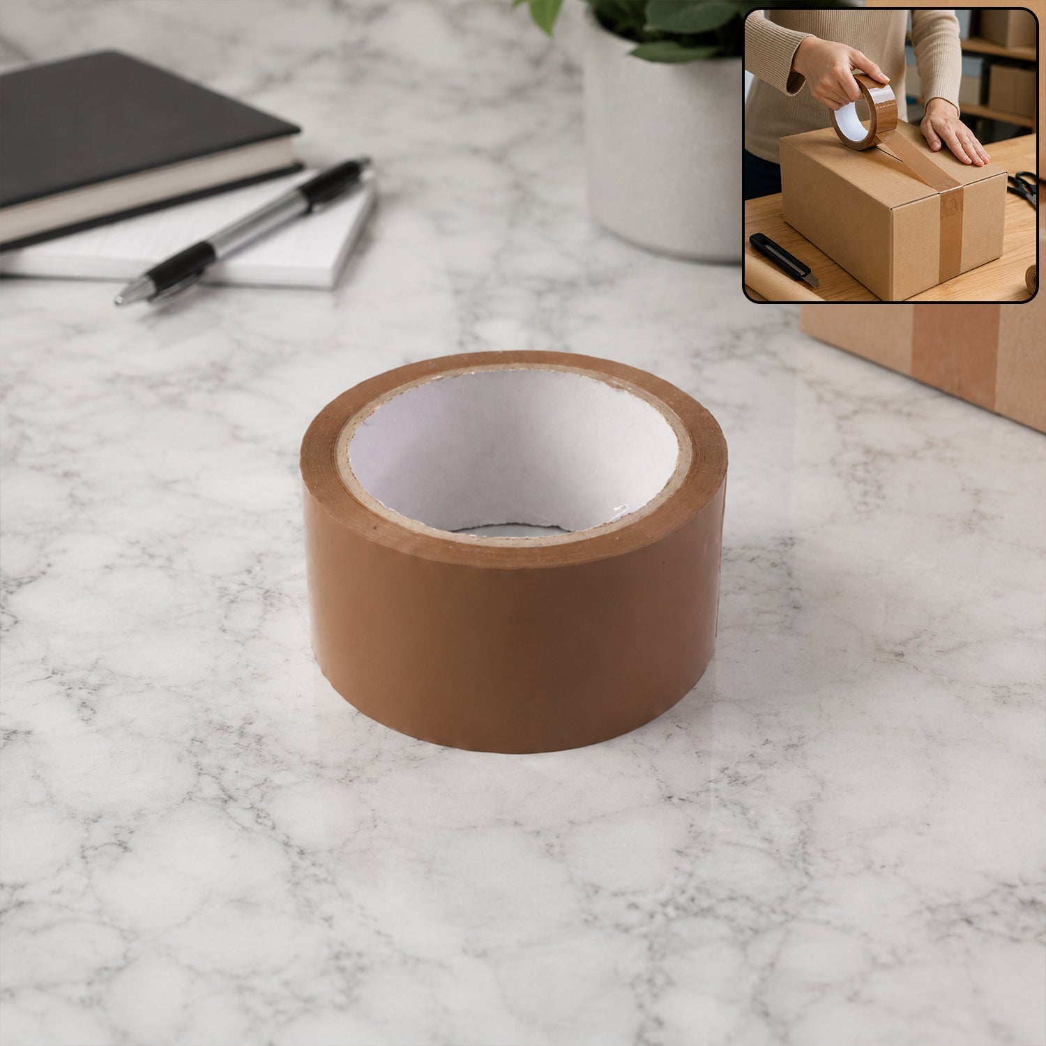 Brown Cello Tape Durable Packing & Shipping Solution - Front View