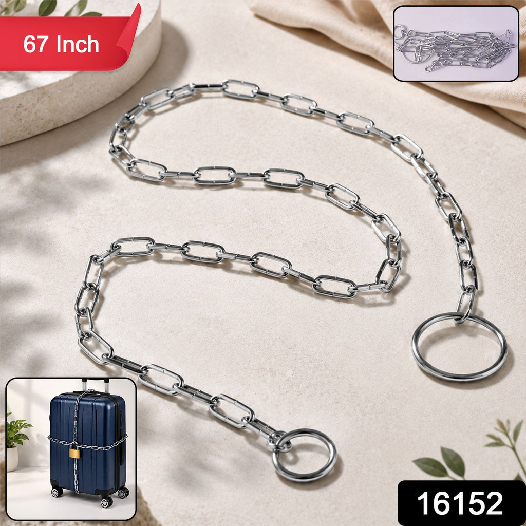 Heavy Duty Steel Luggage Lock Chain 67 Inch Anti-Theft Travel Security - Side View