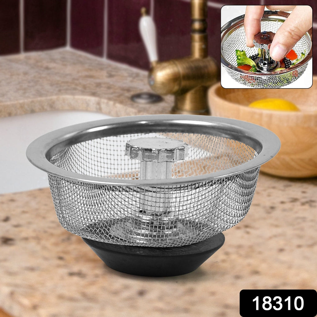 Stainless Steel Sink Strainer Adjustable Stopper | Garth - Side View