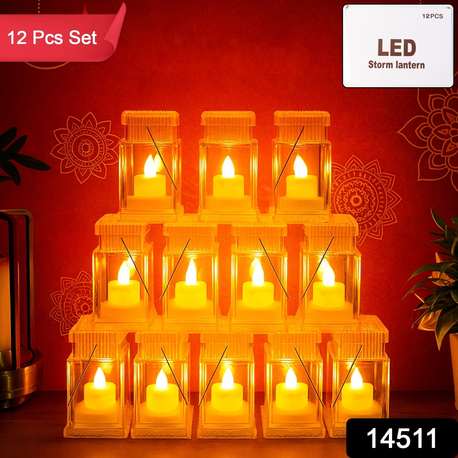ALVENZA LED Storm Lantern Decorative Lights – Set of 12 Battery-Operated Flameless Lanterns