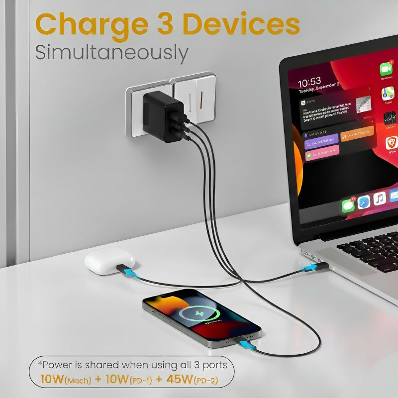 ALVENZA USB C Charger – Compact 65W Fast Charging for Laptops and Phones