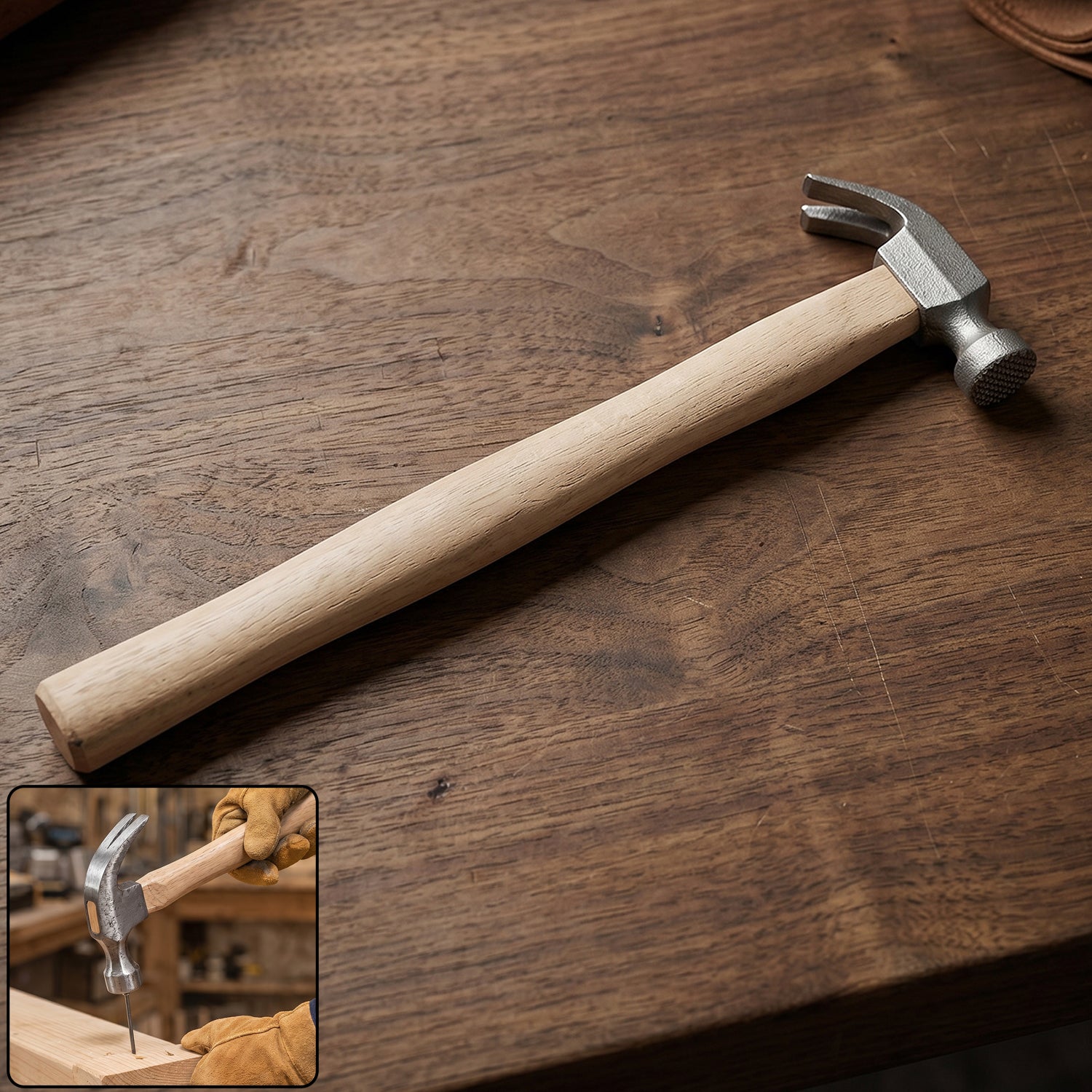 Wooden Handle Claw Hammer Durable Steel Head for Carpentry