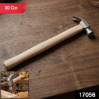 Wooden Handle Claw Hammer Durable Steel Head for Carpentry - Side View