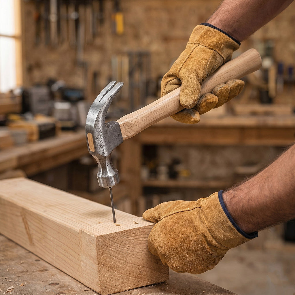 Wooden Handle Claw Hammer Durable Steel Head for Carpentry - Back View