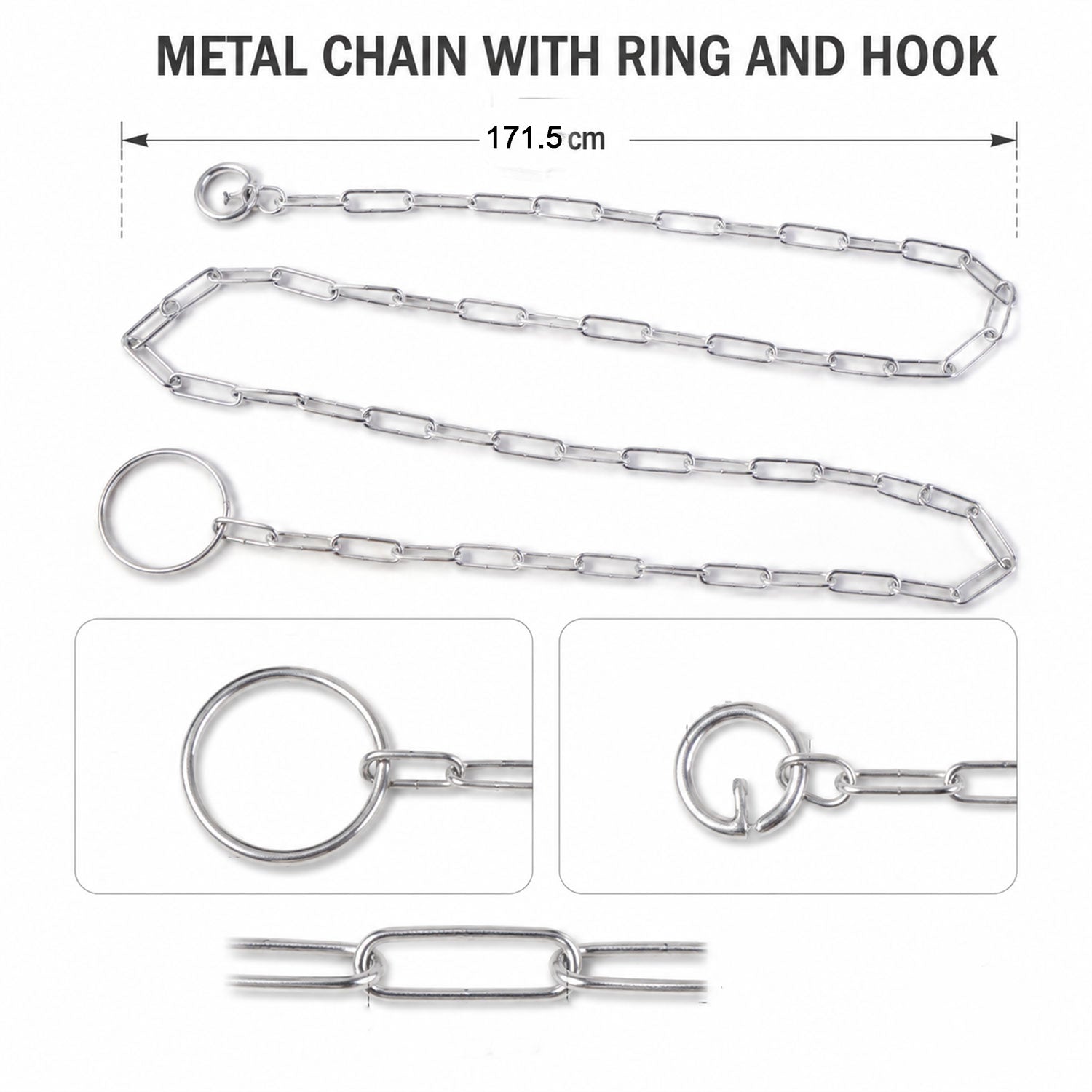 Heavy Duty Dog Chain Leash Durable 67-inch Pet Tether for Control - Detail View 6