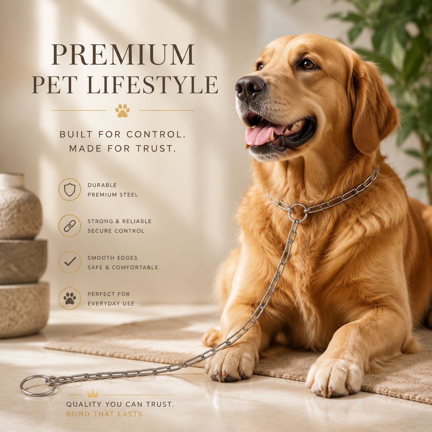 Heavy Duty Dog Chain Leash Durable 67-inch Pet Tether for Control - Detail View 7