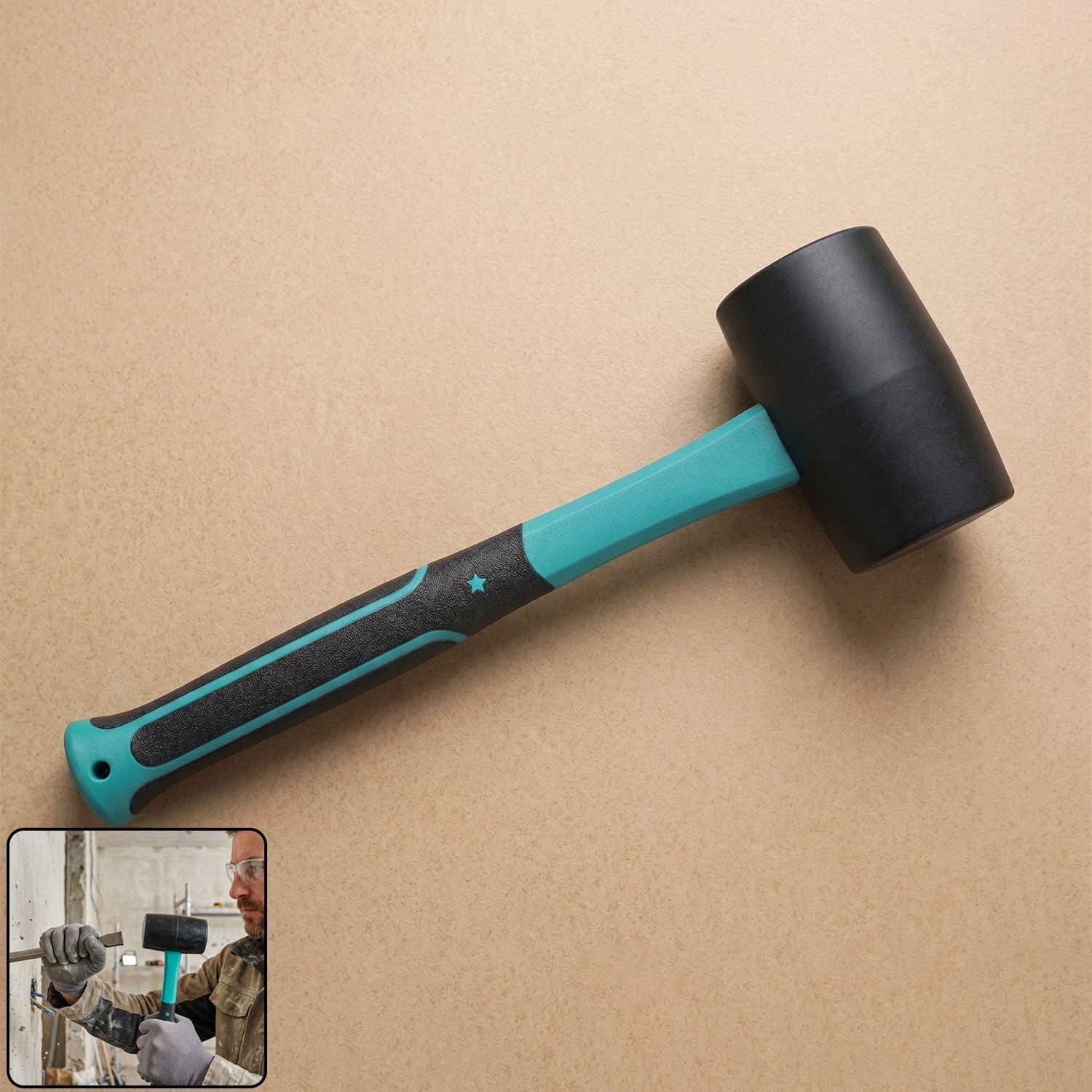 Heavy Duty Sledge Hammer Durable Rubber Mallet for Construction - Side View