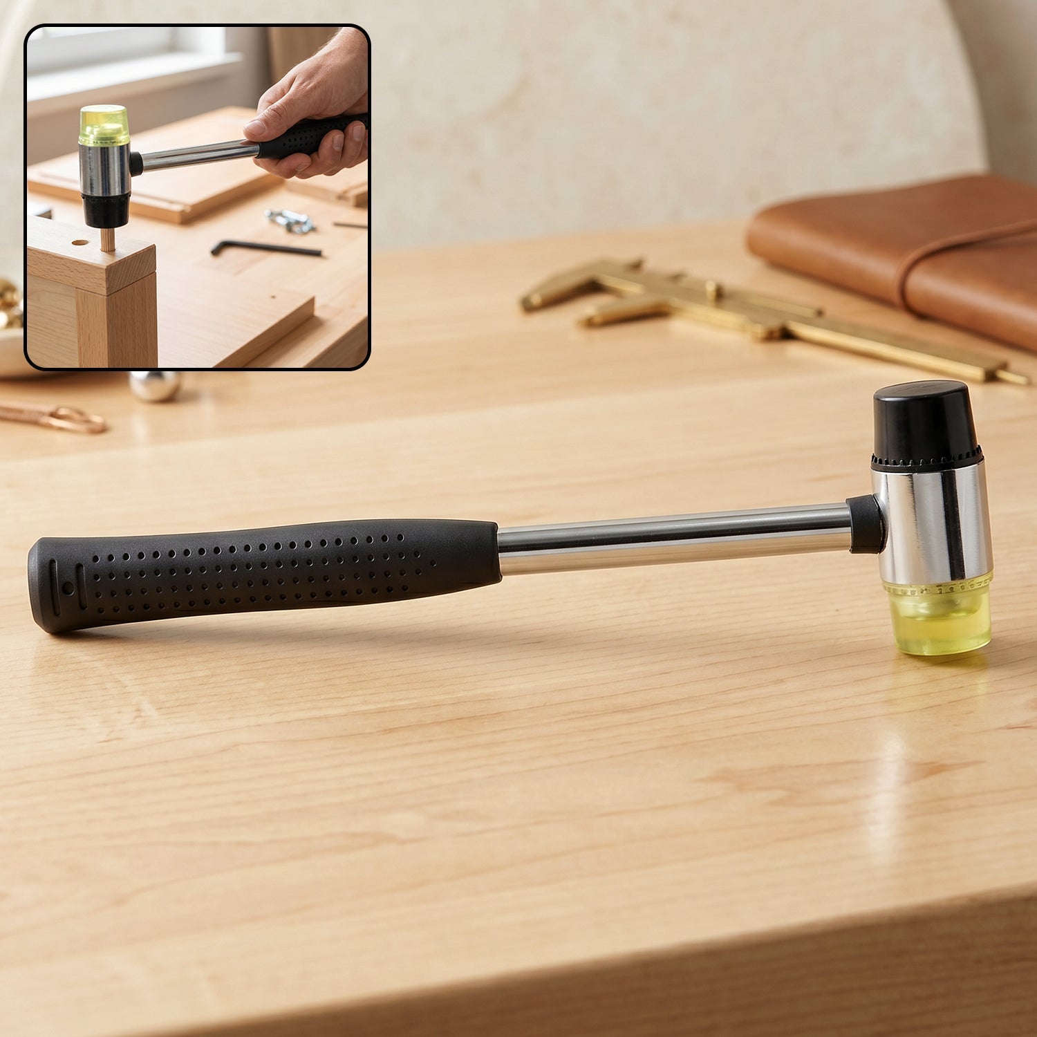 Double Head Rubber Mallet Non-slip grip & durable steel handle