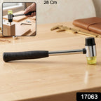 Double Head Rubber Mallet Non-slip grip & durable steel handle - Side View