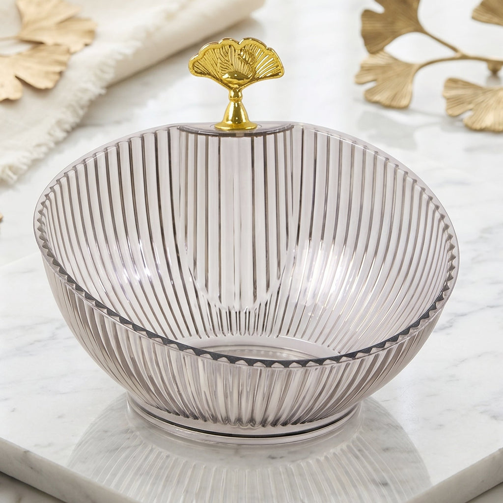 Decorative Plastic Fruit Bowl Elegant Gold Accent for Dining - Back View