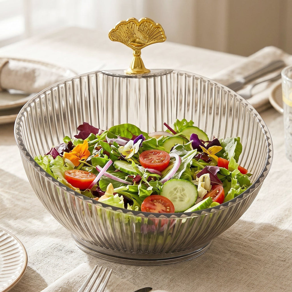 Decorative Plastic Fruit Bowl Elegant Gold Accent for Dining - Detail View 8
