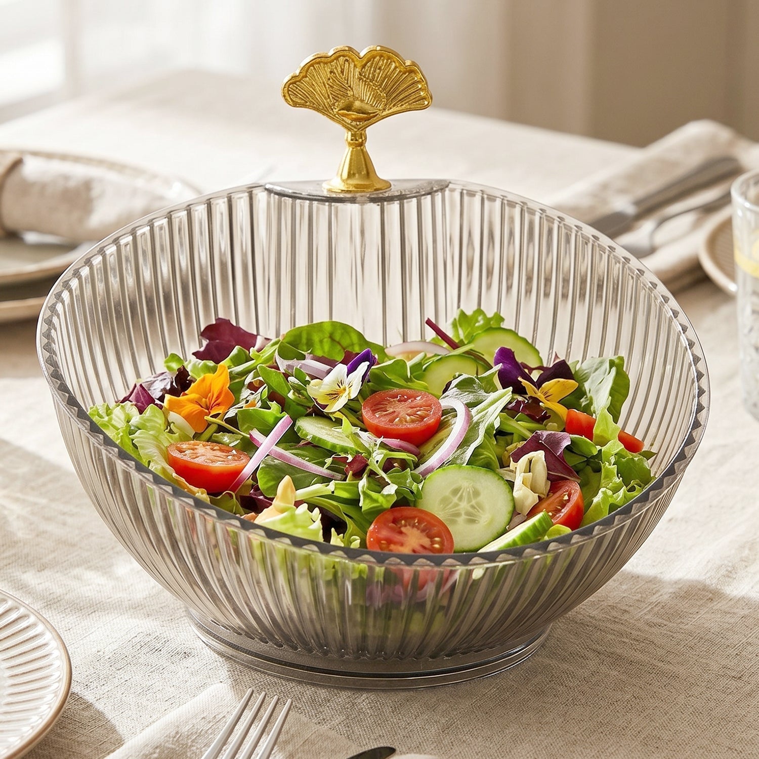 Decorative Plastic Fruit Bowl Elegant Gold Accent for Dining - Detail View 8