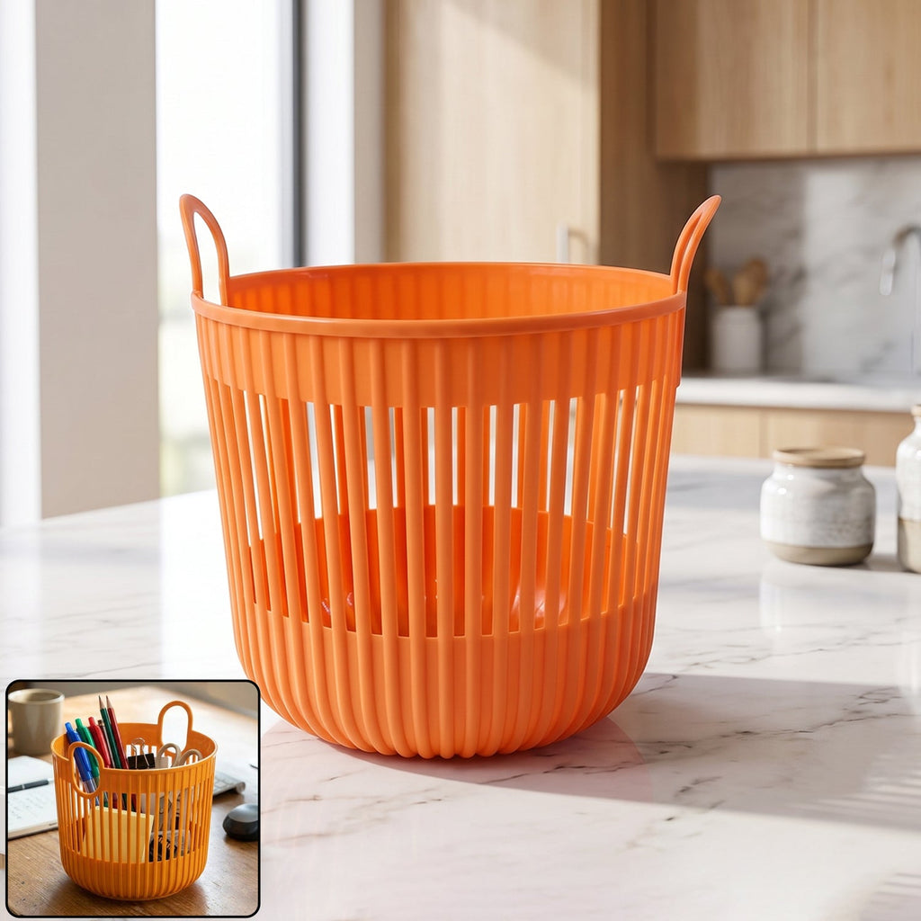 Plastic Round Storage Basket Durable and Portable Organizer