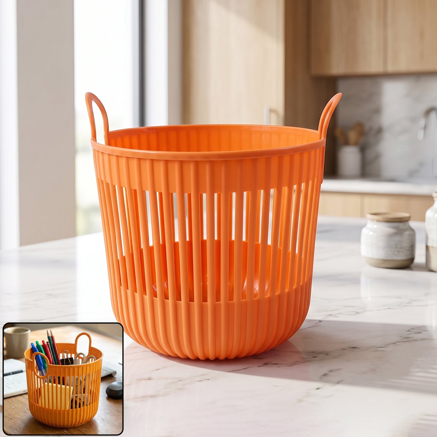 Plastic Round Storage Basket Durable and Portable Organizer