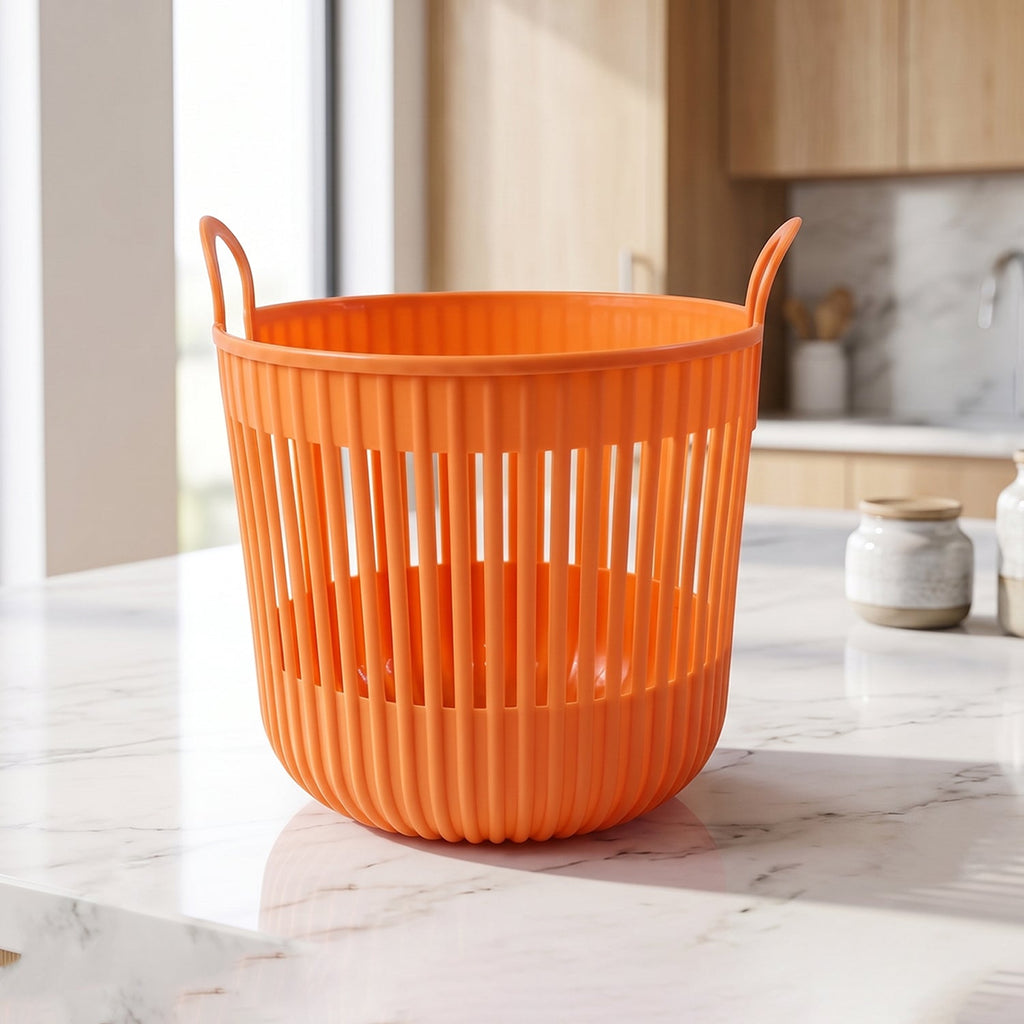Plastic Round Storage Basket Durable and Portable Organizer - Detail View 8