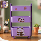 Mini Storage Trolley 3-Tier Desk Organizer with Wheels for Kids and Office - Front View