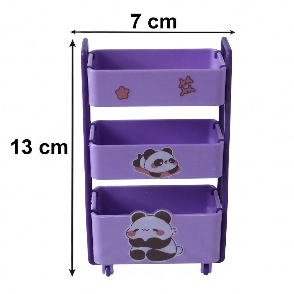 Mini Storage Trolley 3-Tier Desk Organizer with Wheels for Kids and Office - Detail View 6