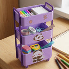 Mini Storage Trolley 3-Tier Desk Organizer with Wheels for Kids and Office - Detail View 7