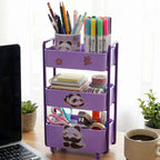Mini Storage Trolley 3-Tier Desk Organizer with Wheels for Kids and Office - Detail View 8
