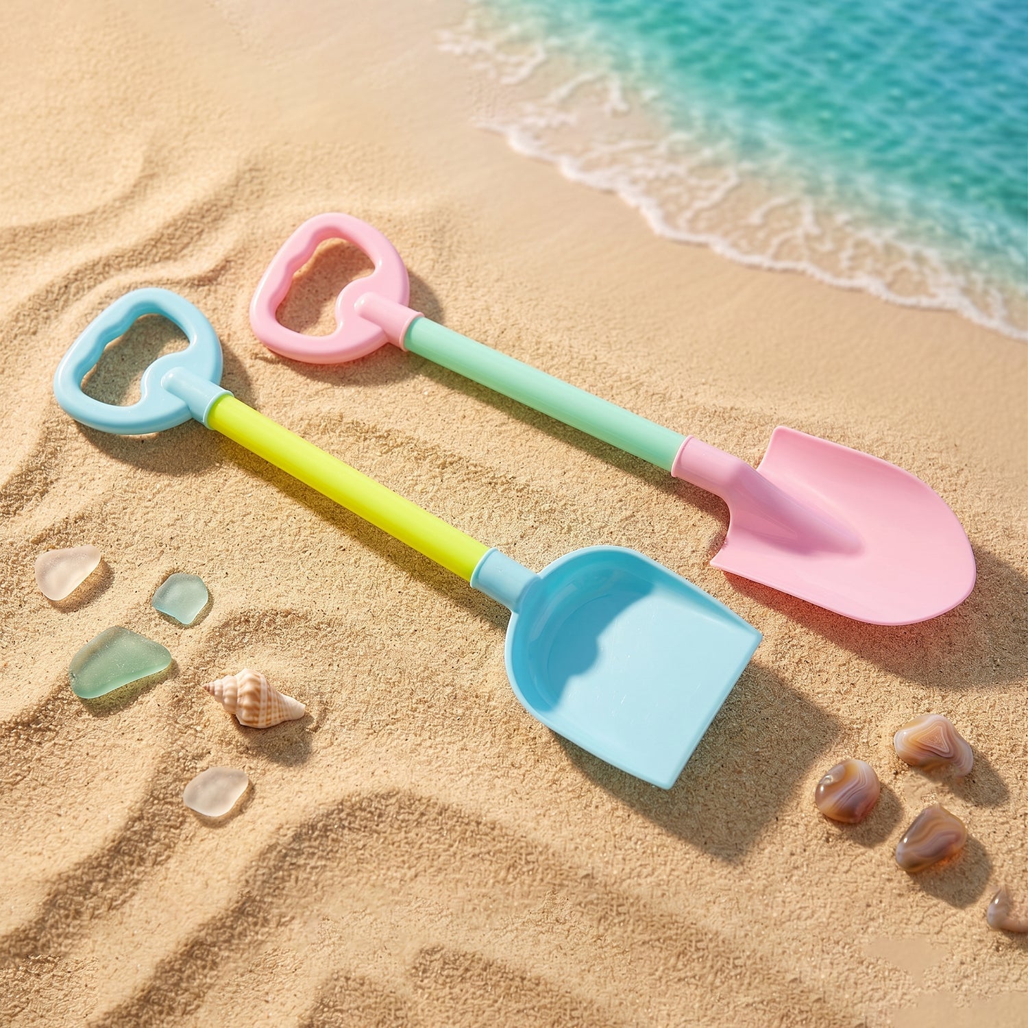 Kids Beach Sand Shovel Toy Set Bright, Durable & Easy to Handle - Back View