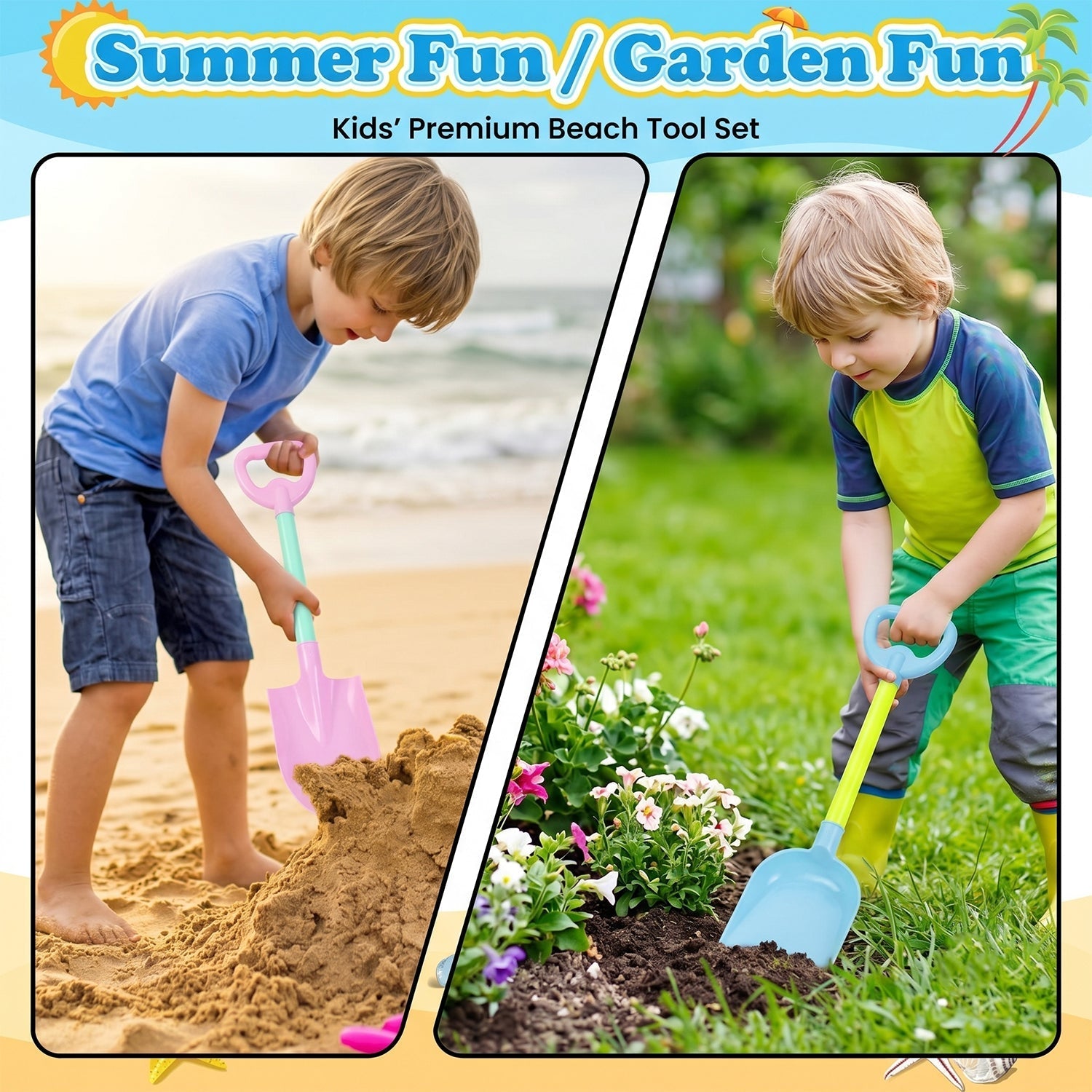 Kids Beach Sand Shovel Toy Set Bright, Durable & Easy to Handle - Detail View 8