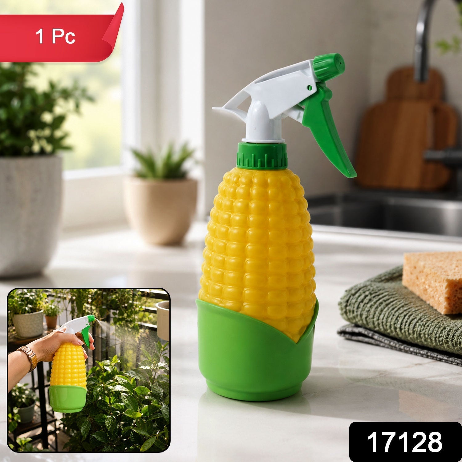 Trigger Spray Bottle Corn Shape for Plants & Home Cleaning - Side View