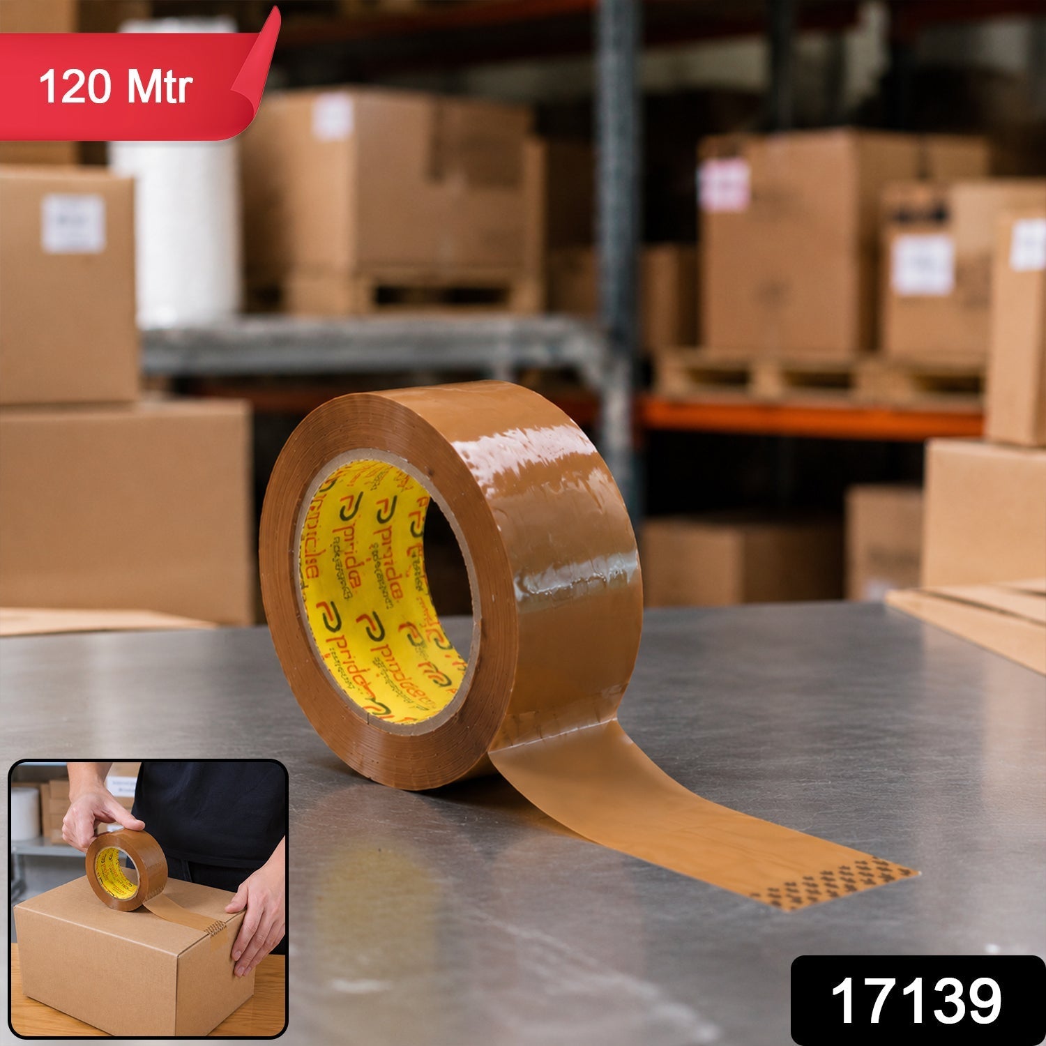Brown Cello Tape Strong Adhesive Packing for Secure Shipping - Side View