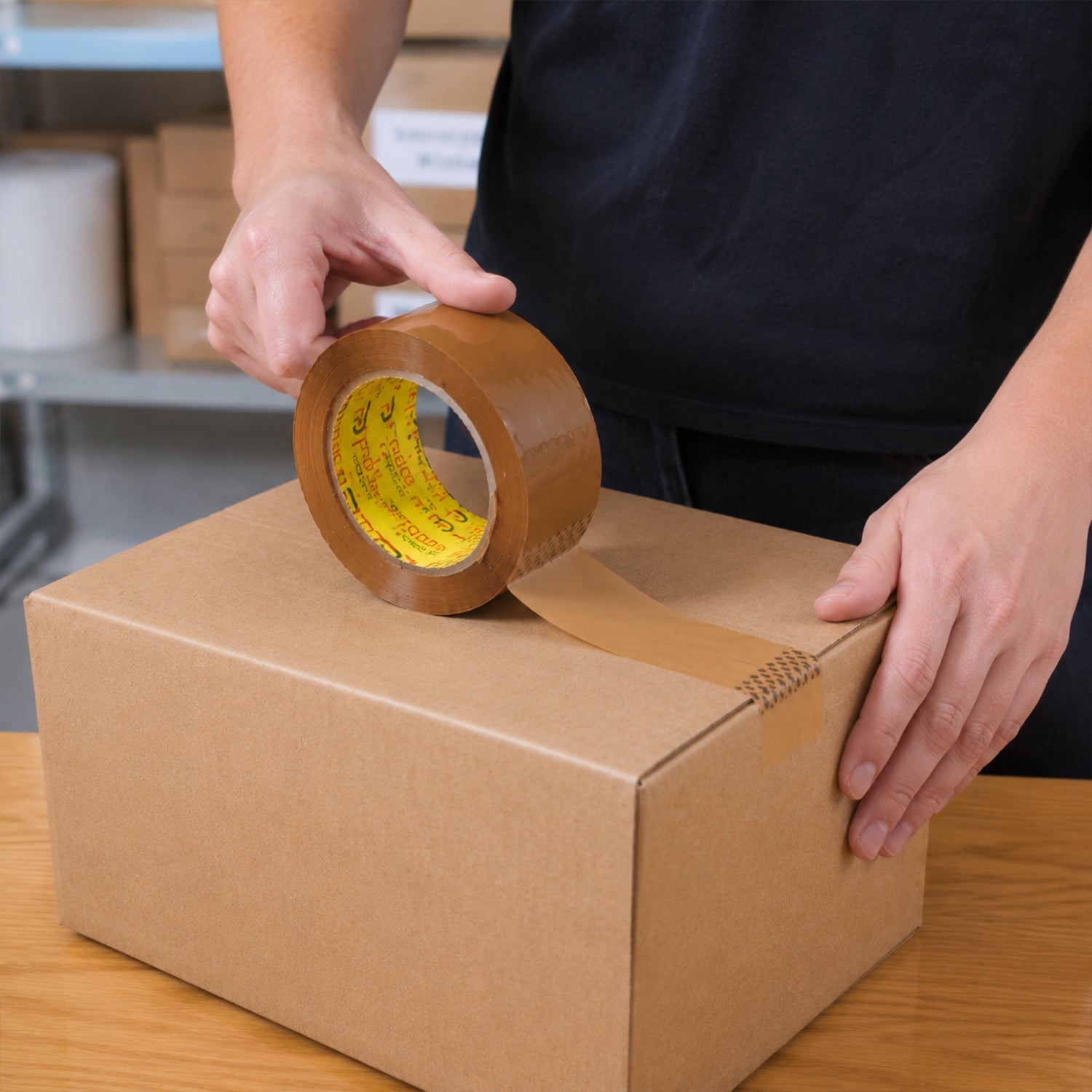 Brown Cello Tape Strong Adhesive Packing for Secure Shipping - Back View