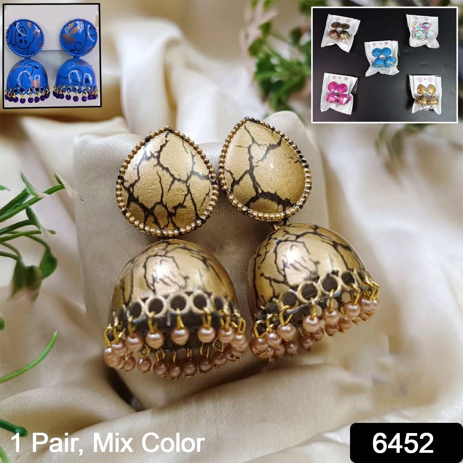 Jhumka Earrings Traditional Indian Dangle Design | Glimmerly - Side View