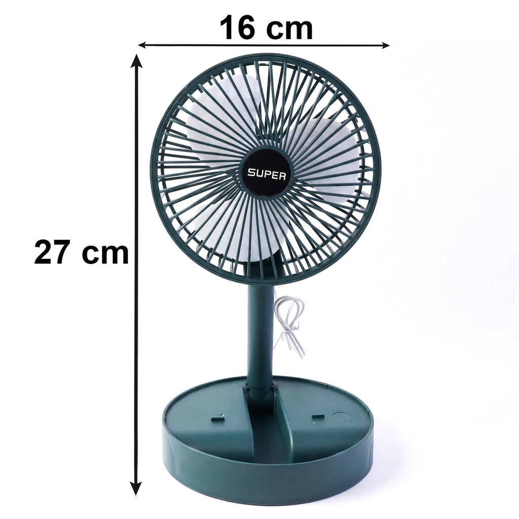 USB Table Fan Compact, Quiet, Adjustable Stand for Desk - Side View