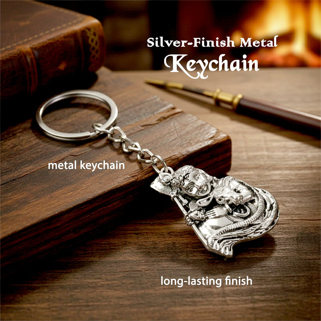ALVENZA Silver Finish Bal Krishna Metal Keychain – Elegant Devotional Charm
