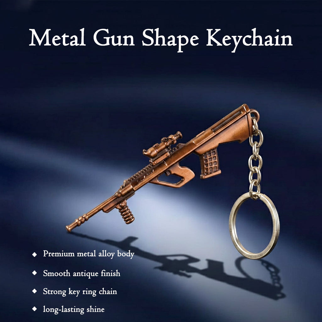 ALVENZA Gun Shape Keychain – Durable Metal Alloy with Antique Finish