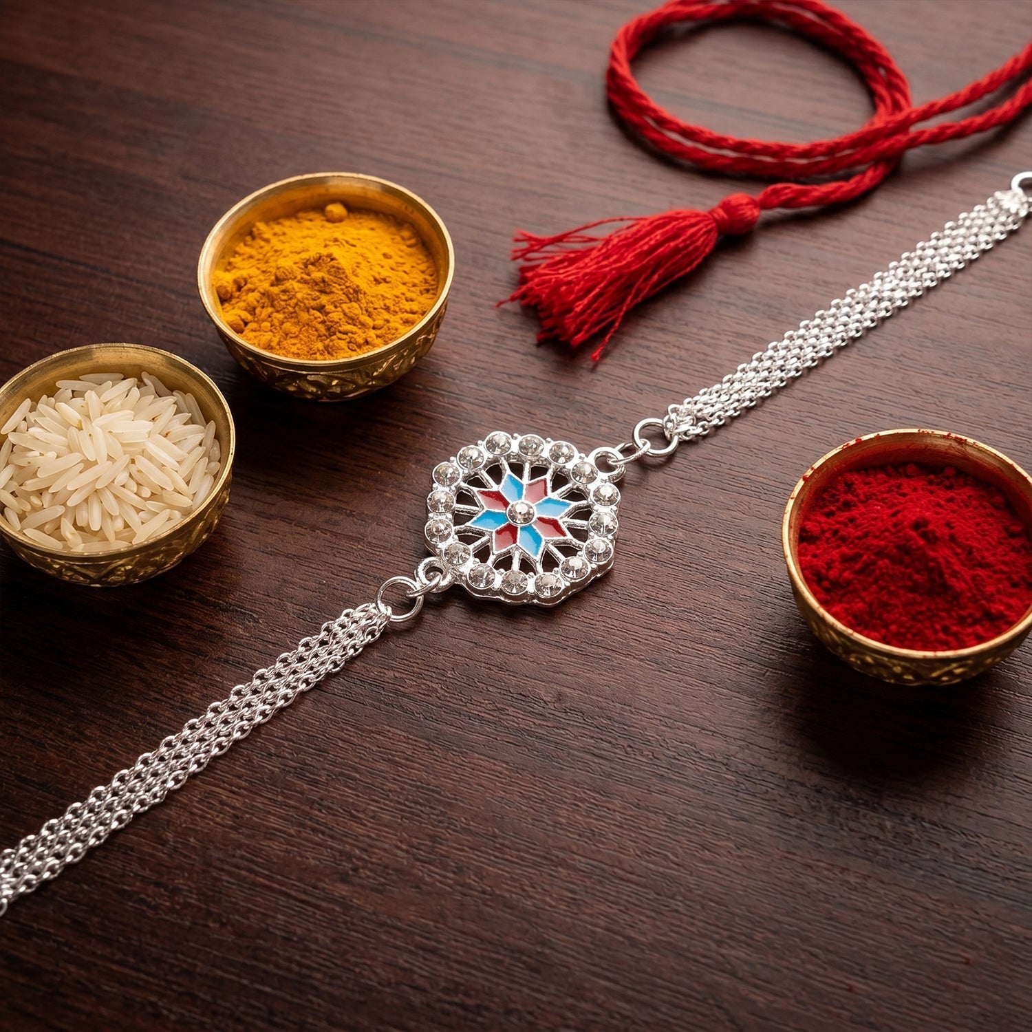 ALVENZA Classic Crystal Rakhi for Brother - Elegant & Traditional