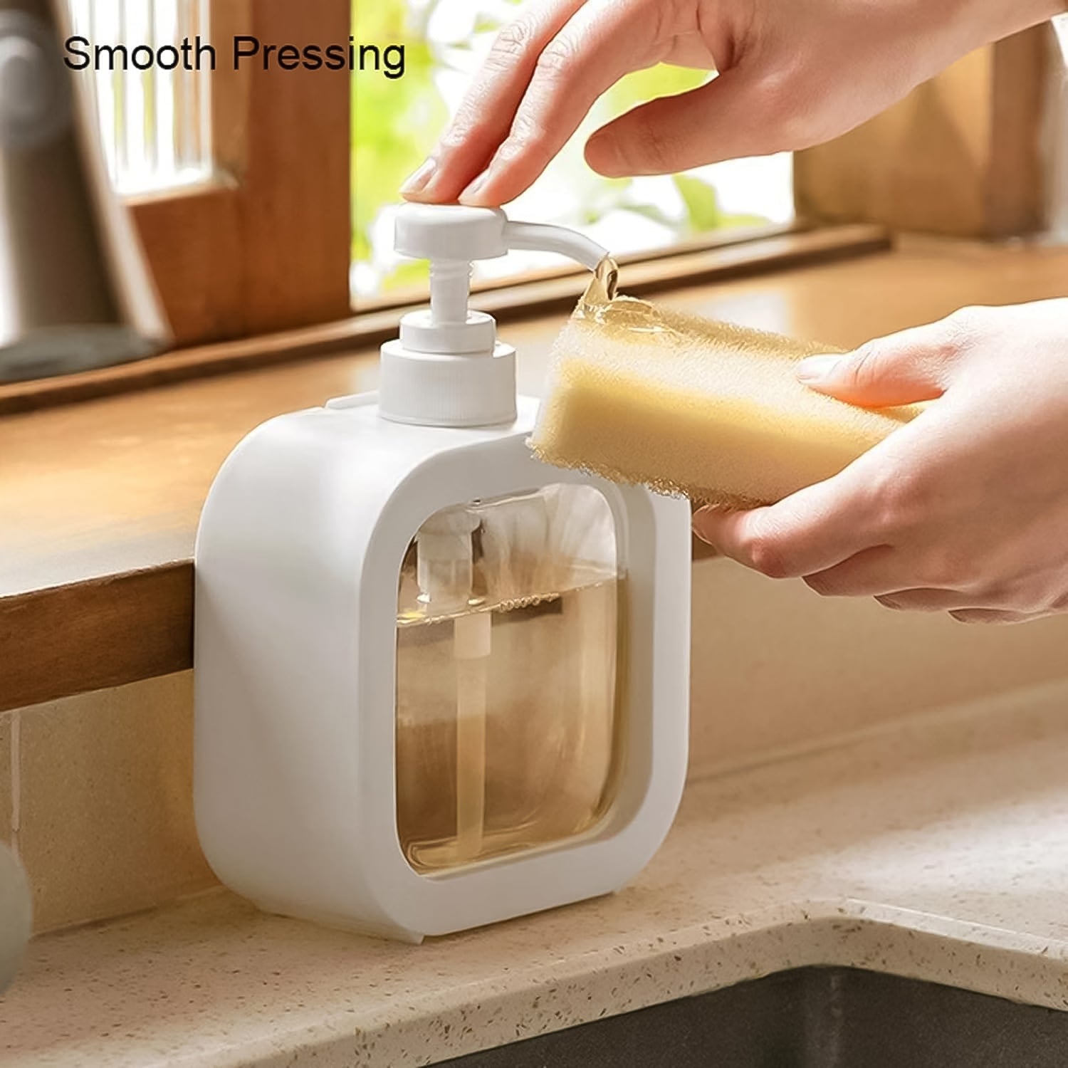 Soap Dispenser Clear Refillable Pump Bottle | VelvetBubbles - Back View