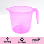 Bath Water Mug 1200ml Transparent Plastic for Bathroom | Bathora - Front View