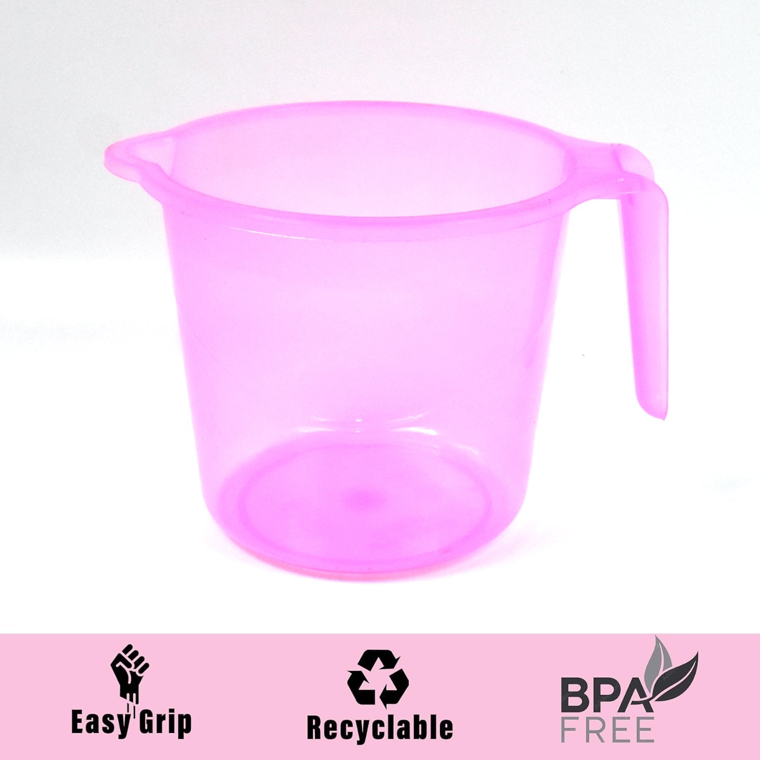 Bath Water Mug 1200ml Transparent Plastic for Bathroom | Bathora - Front View