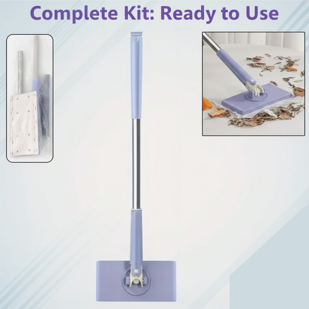 ALVENZA Mini Mop with Automatic Cloth Change & Push-Pull Handle | Velvet Wipe