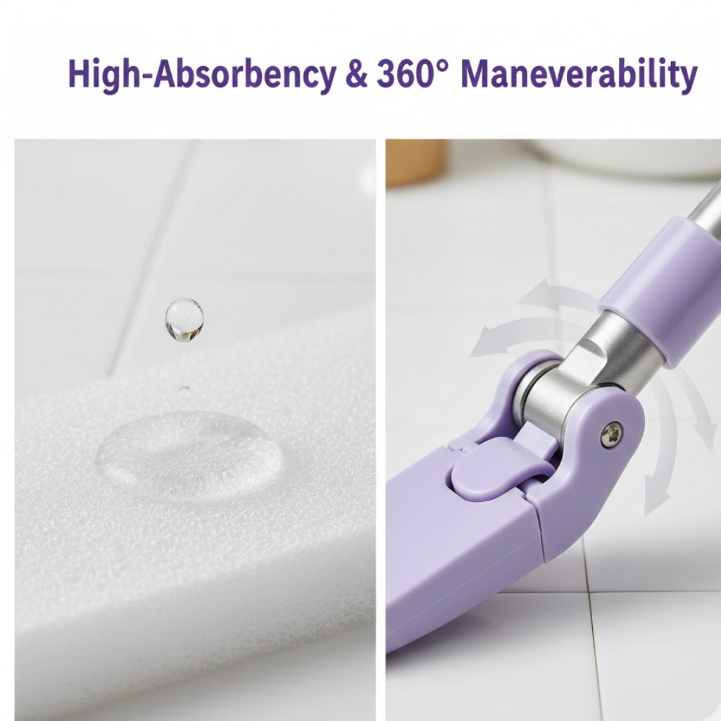 ALVENZA Mini Mop with Automatic Cloth Change & Push-Pull Handle | Velvet Wipe