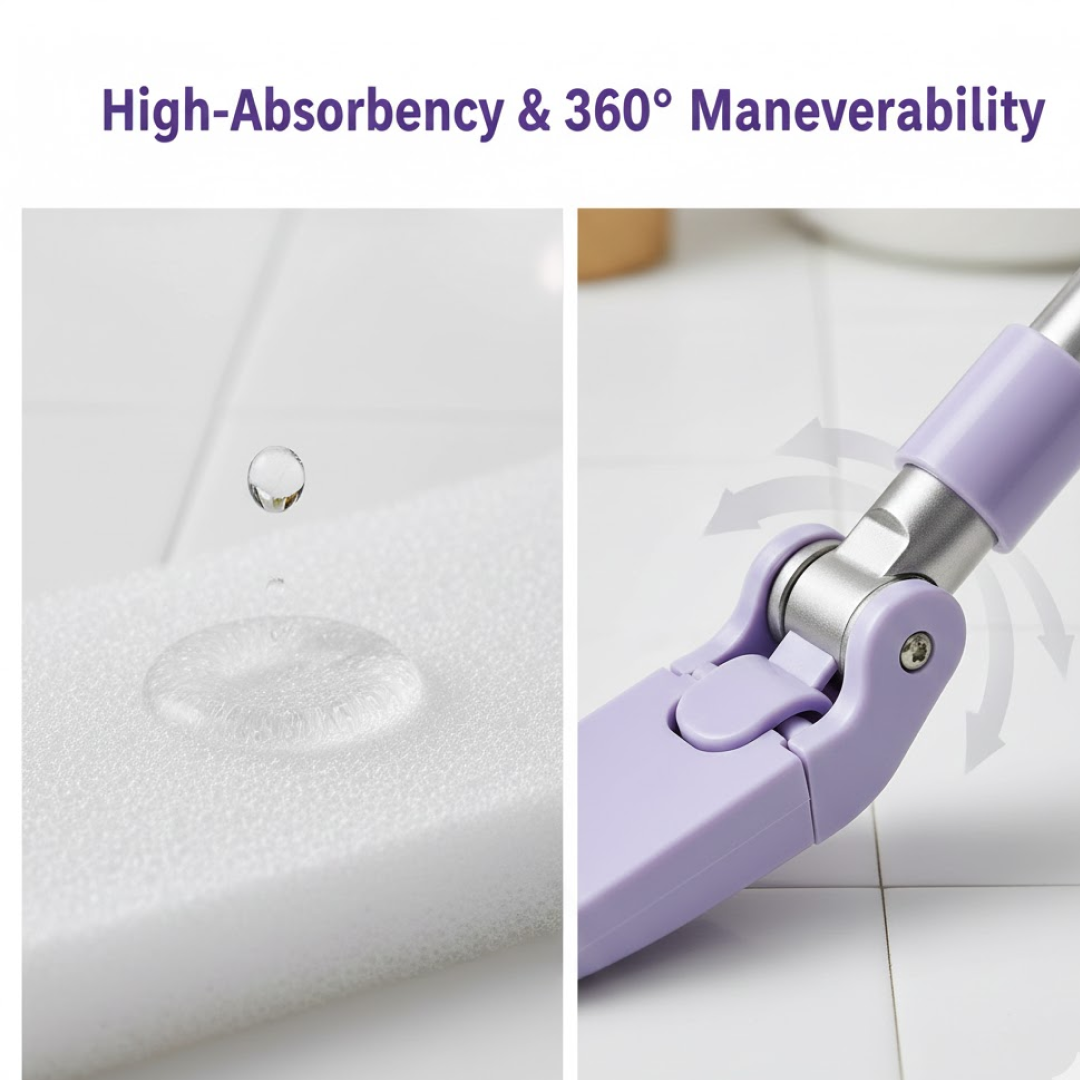 ALVENZA Mini Mop with Automatic Cloth Change & Push-Pull Handle | Velvet Wipe