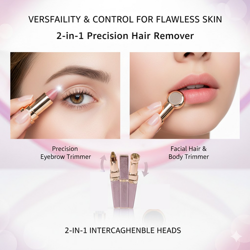 2-in-1 Eyebrow Razor Rechargeable, Painless Hair Shaver with LED Light - Side View