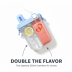 Kids Water Bottle with Dual Compartments Straw & Strap - Front View