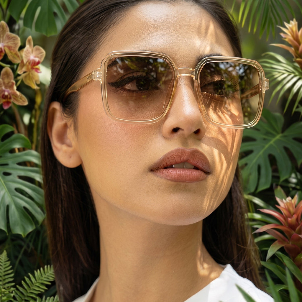Square Retro Sunglasses Trendy Oversized Gradient Tinted Eyewear - Detail View 7