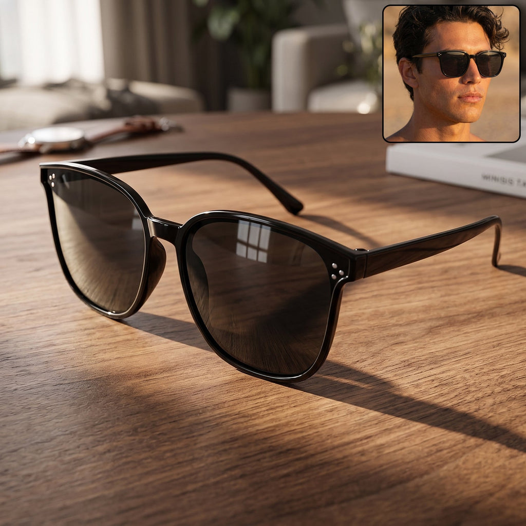 UV Protection Sunglasses Classic Black Frame for Men & Women - Back View