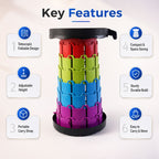 Telescopic Folding Stool Portable, Adjustable Camping Seat - Back View