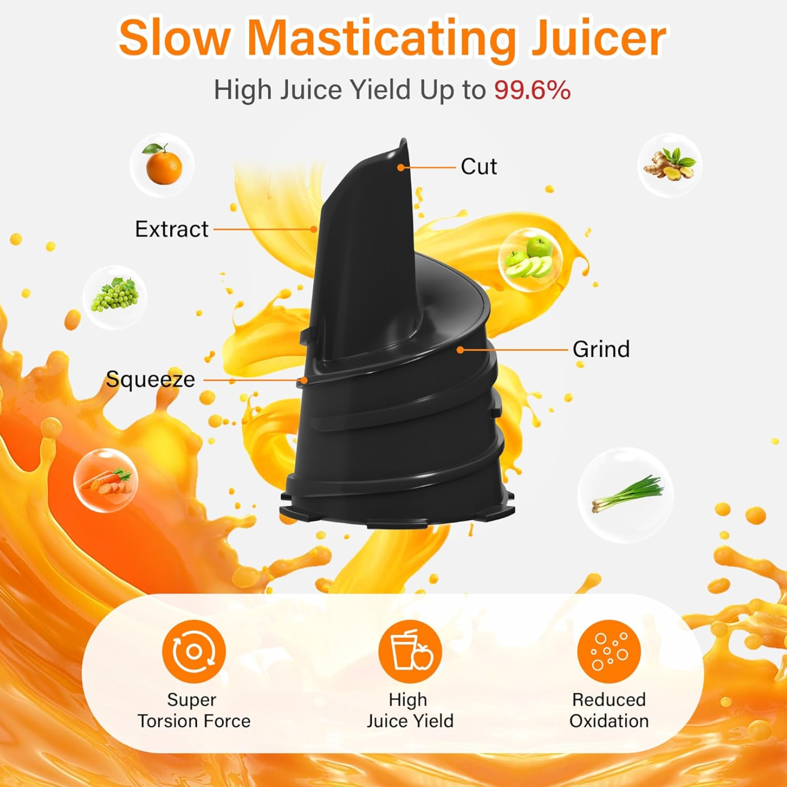 Manual Plastic Juicer Easy, Compact & Durable for Fresh Juices - Back View